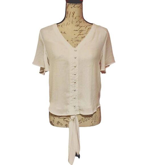 Vince Camuto Ladies White Tie Front Button Up Blouse - Size XS - Picture 3 of 7